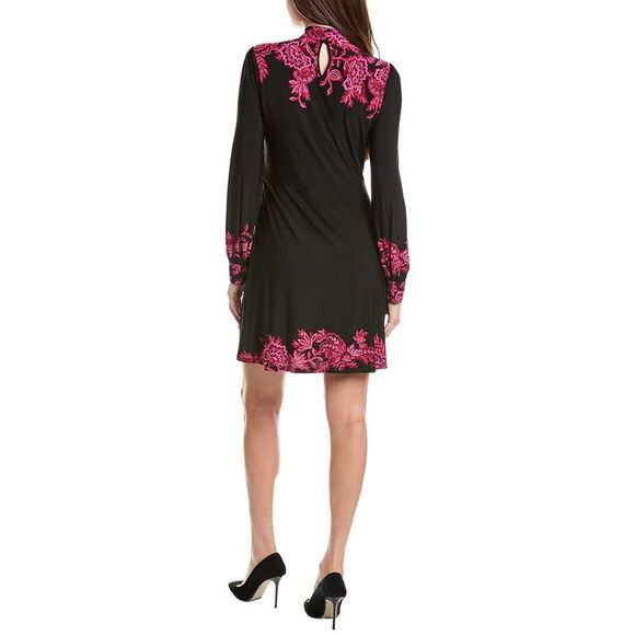 Cece Womens  Border Print Mock Neck Mini Dress, Black - Picture 2 of 3